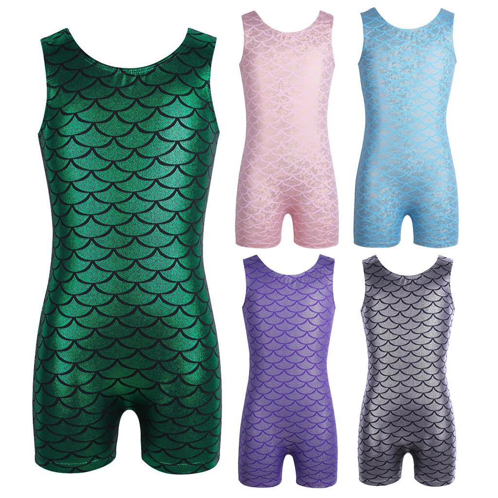 Girls Kids Gymnastics Leotard Jumpsuit Shiny Mermaid Scale Ballet Dance Bodysuit Girls Kids Gymnastics Leotard Jumpsuit Shiny Mermaid Scale Ballet Dance Bodysuit
