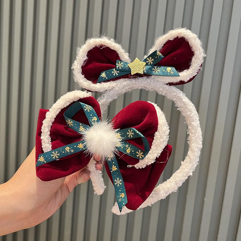 Koreanischer Samt Schleife Haarspange - Weihnachts- & Winter Kopfschmuck