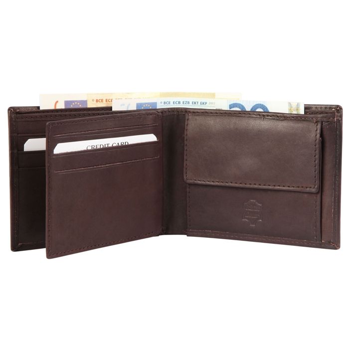 Wallet - EXCELLANC - Wissam - Genuine Leather - Horizontal Format - Brown
