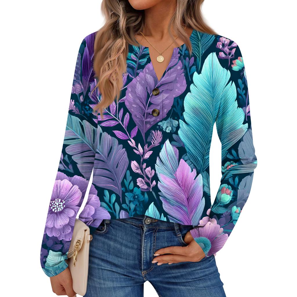 Women's Floral Print Long Sleeve  Shirt Elegant Casual Tops Trendy Shirt Tops