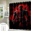Marvel Deadpool Shower Curtain with Hooks - Machine Washable, Stylish Red & Black Design, Perfect for Bathroom Decor, Availabl