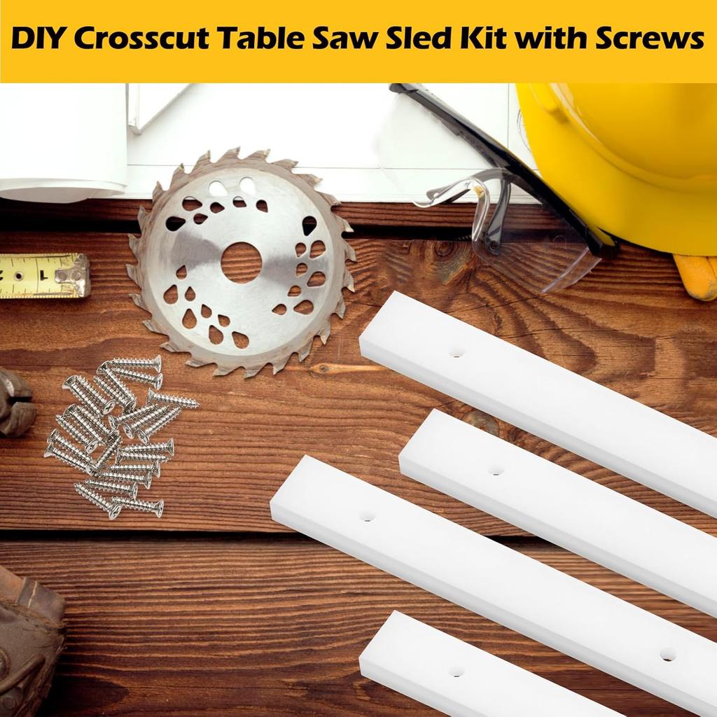 4 Pack Crosscut Sled, Anglecai 3/4" X 3/8" X 17" Miter Bar for Table Saw Crosscut Sled for Table Saw Sled with Predrilled Holes and Screws Table Saw