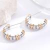 1 Pair Women Earrings C-Ring Shape Ear Buckle Design Stable Fit Cubic Zirconia Inlaid Earrings Jewelry Gift