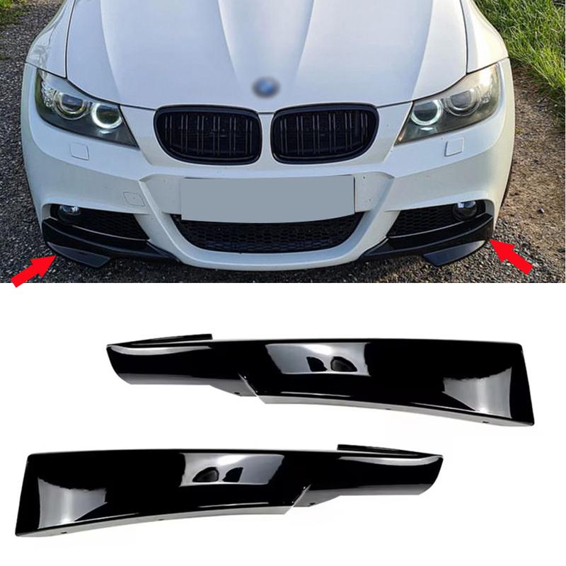 For BMW 3 Series E90 E91 M-Tech LCI 2009-2012 Front Bumper Splitters Lip Pair Glossy Black Car Diffuser Splitter Spoiler Cover