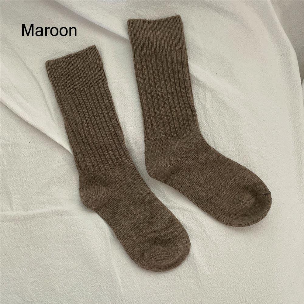 Solid Wool Cashmere Long Socks Casual Homewear Sleeping Socks  for Women & Men