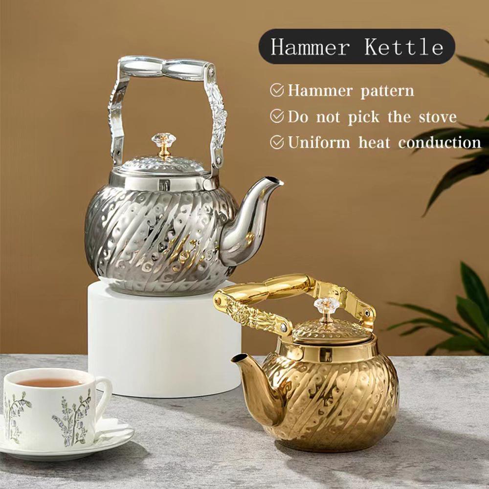 Large capacity stainless steel teapot with tea strainer, Gas Induction Cooker water kettle, Teakettle for home, 1.0L/1.5L/2.0L