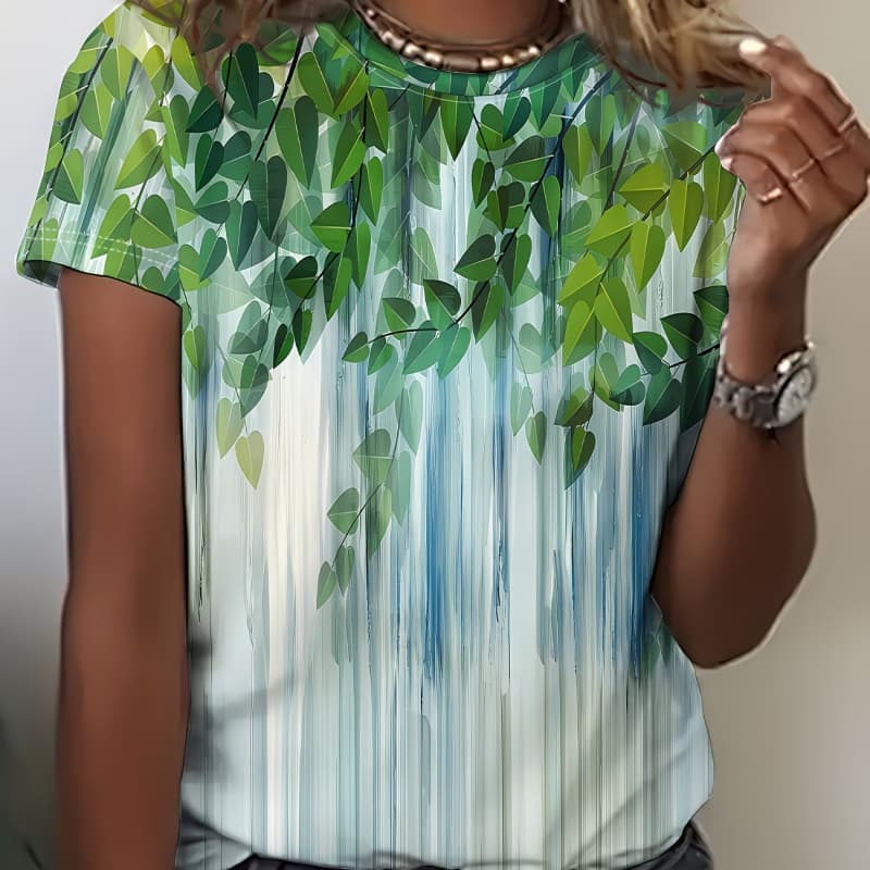 Casual short-sleeved T-shirt, fashionable short-sleeved crew neck top S