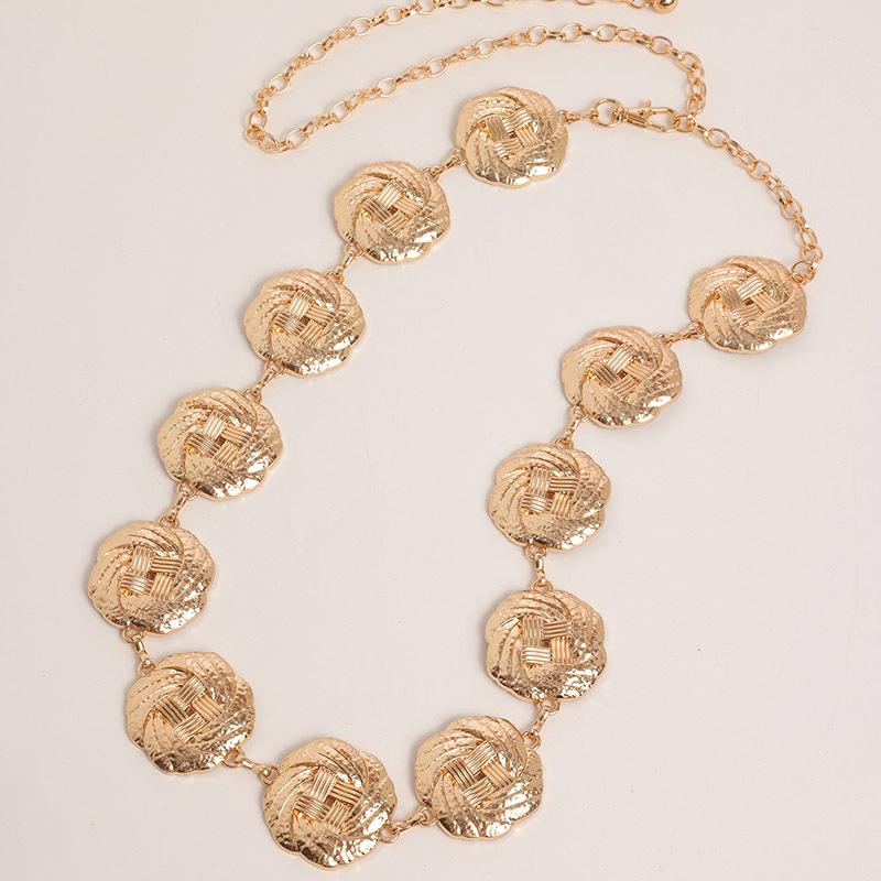 Ancient Gold Smearing Western Ins Style Metal Women's Waist Chain Retro Carving