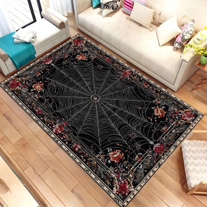 Tappeto da Area Ragnatela Gotica Tappeto Gotico Nero per Arredamento Dark Academia Tappeti da Area Goth Tappeto per Soggiorno Tappeto Lavabile per Soggiorno
