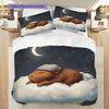 Squirrel Pattern Bedding Quilt Set Quilt Cover Pillowcase Home Decoration Birthday Gift (1 * Duvet Cover + 2 * Pillowcase, Without Core)