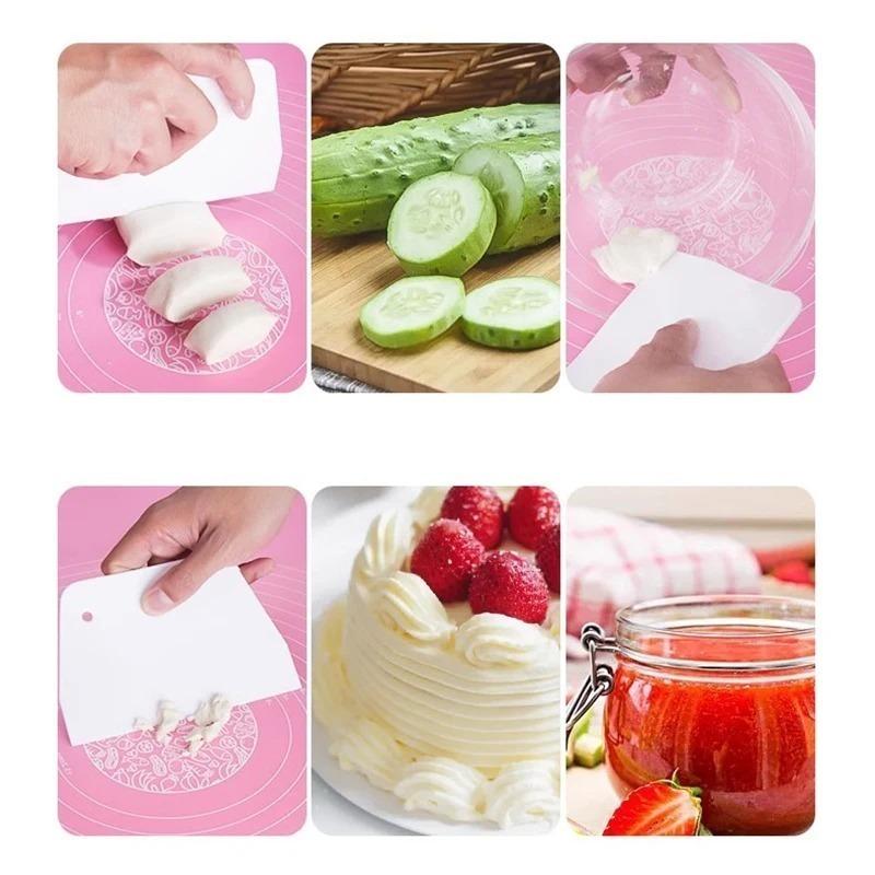 Dough Scraper Lightweight Flat Cut Reusable  Plastic Bowl Scraper Multifunctional Flexible with Hanging Hole for Kitchen
