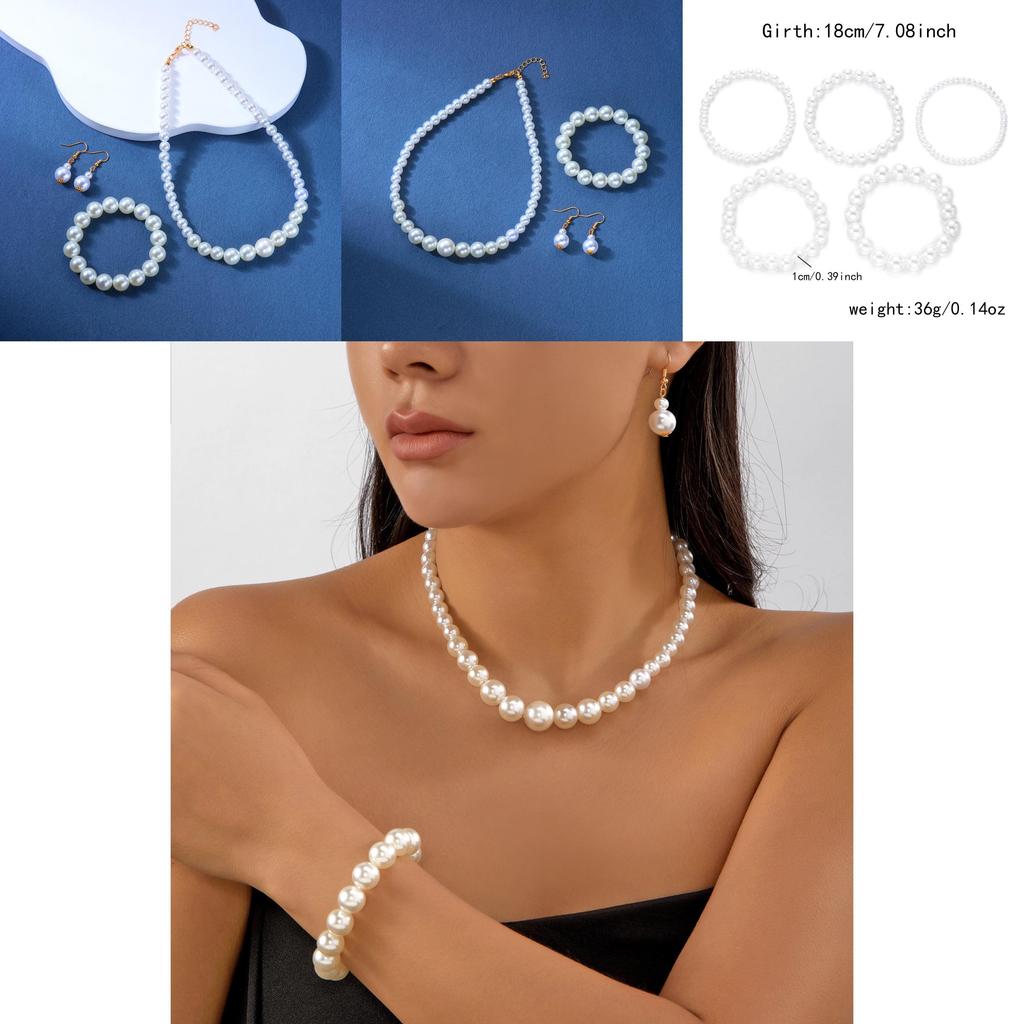Vintage Elegant Pearl Jewelry Set With Geometric Design For Summer Gift Idea
