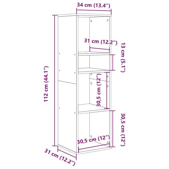 VidaXL Bibliothèque blanc 34x31x112 cm bois d'ingénierie, armoire de rangement, étagère de rangement, unité de rayonnage, 860283
