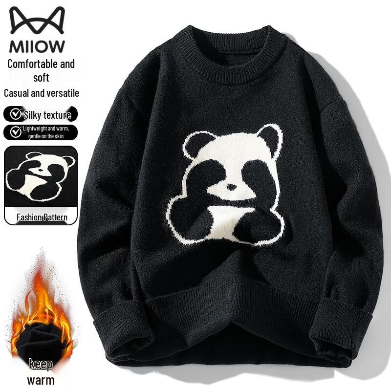 MiiOW Men s Thickened Crew Neck Casual Knit Sweater L