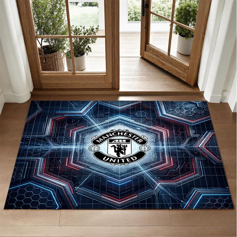 Manchester United Design Crystal Velvet Rug Soft Decorative Mat for Bedroom Entrance