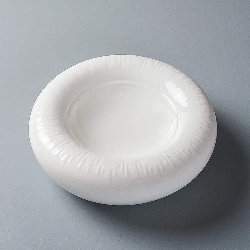 BRWhite Izolująca Płyta Dwustronna Talerz Serwowania Ceramiczny Okrągły Gruba Talerz do Zupy Naczynie na Przekąski Danie z Łososia Naczynia RestauracyjneEY
