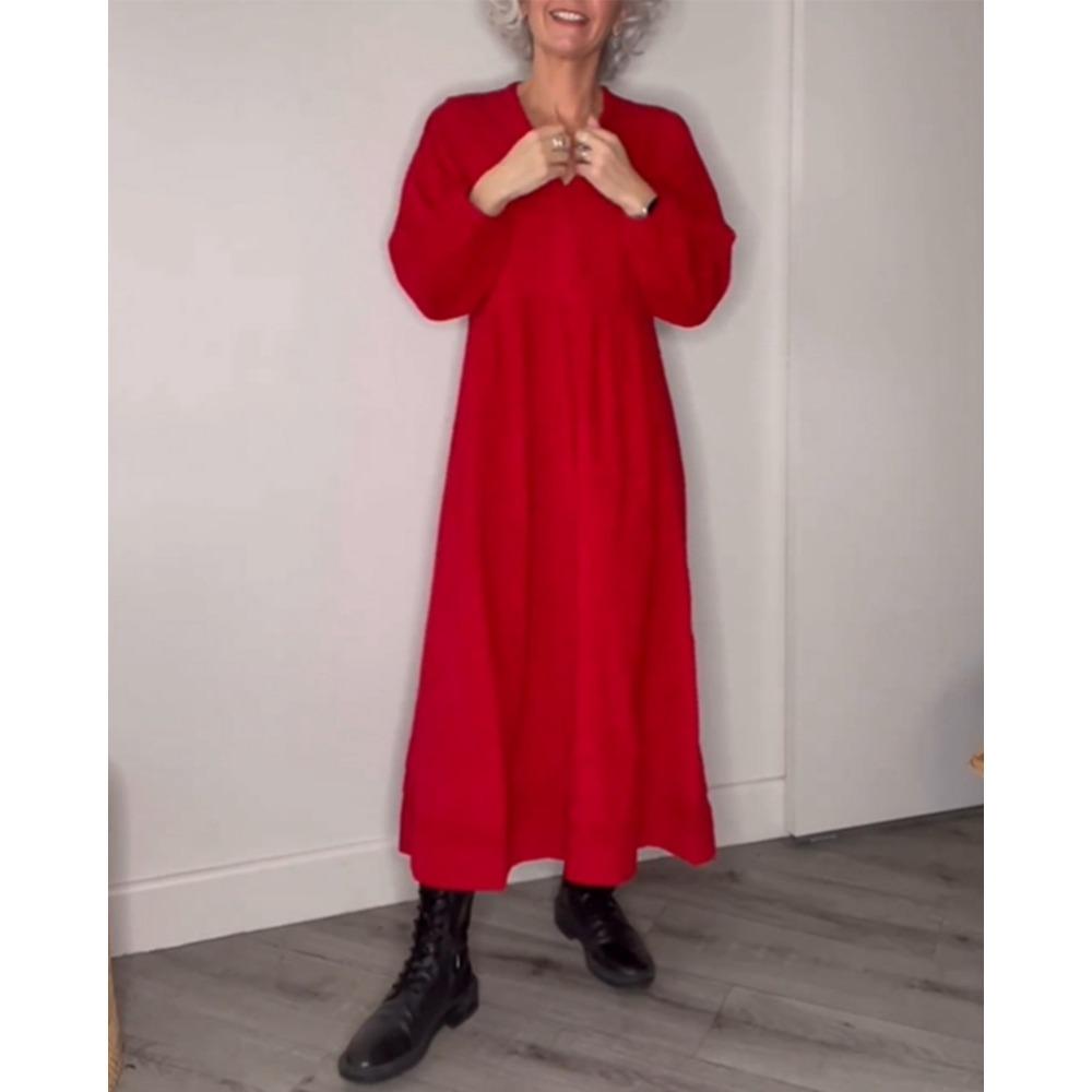 HNXC Dámská móda Podzim Zima Jednobarevný Potisk Dlouhý rukáv Výstřih do V Ležérní šaty