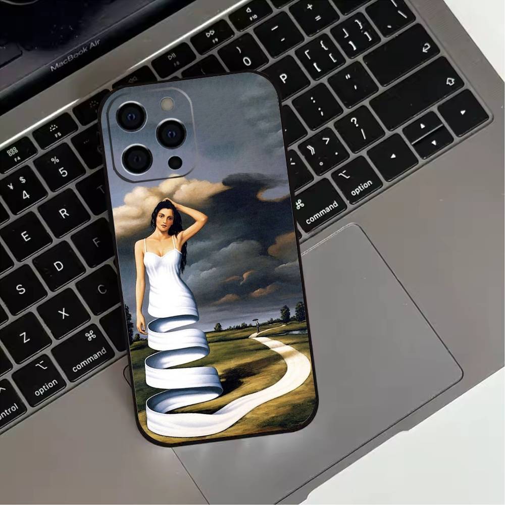 

Rene Magritte Art Aesthetic Phone Case For iPhone 17,16,15,14,13,12,11 Plus,Pro Max,XS,Soft Silicone Black Cover iPhone17promax