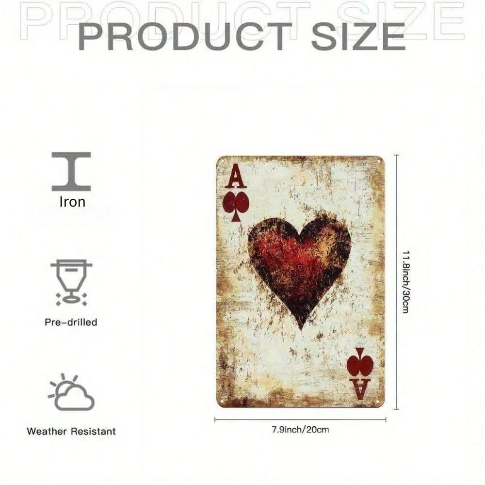 Vintage Metal Poster Heart Spade, Romantic Wall Art for Bedroom Gift