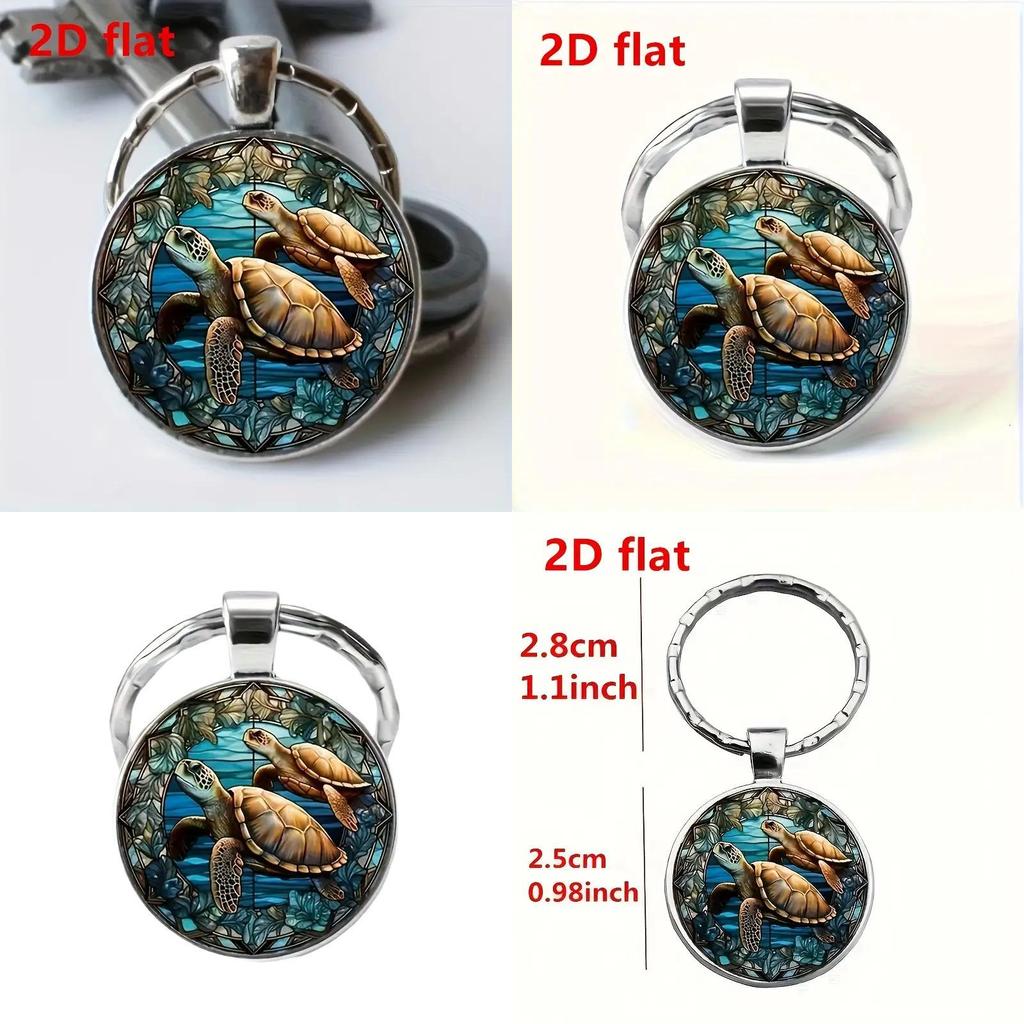 Modern Minimalist Glass Keychain With Double Turtle Design For Gift Giving And Party Decor