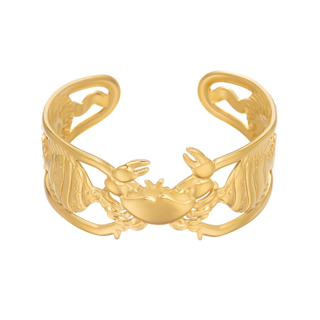 Bohemian Crab Stainless Steel Cuff Bracelet for Women Oversized Irregular Seafish Open Bangle Summer Party Jewelry Gift