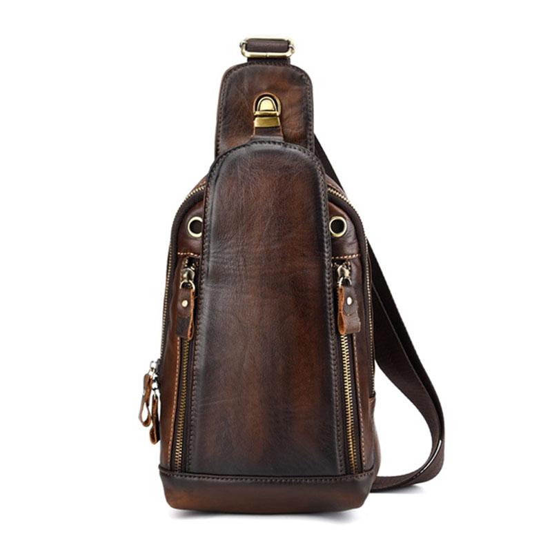 

Vintage Men s Chest Bag Genuine Leather Luxury Man Crossbody Bag Top Cow Leather Men Shoulder Bags Chest Pack