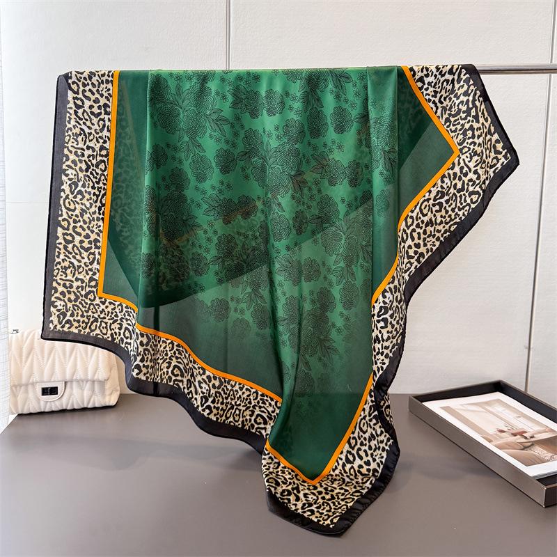 Korean Version Of Imitation Silk High-End Printing Large Square Scarf Silk Scarf Shawl Headscarf Beach Scarf Neck Protection Scarf Decorative Scarf