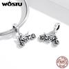 WOSTU Authentic 925 Sterling Silver Cool Motorcycle Charm Beads for Original 3mm Bracelet DIY Jeweley