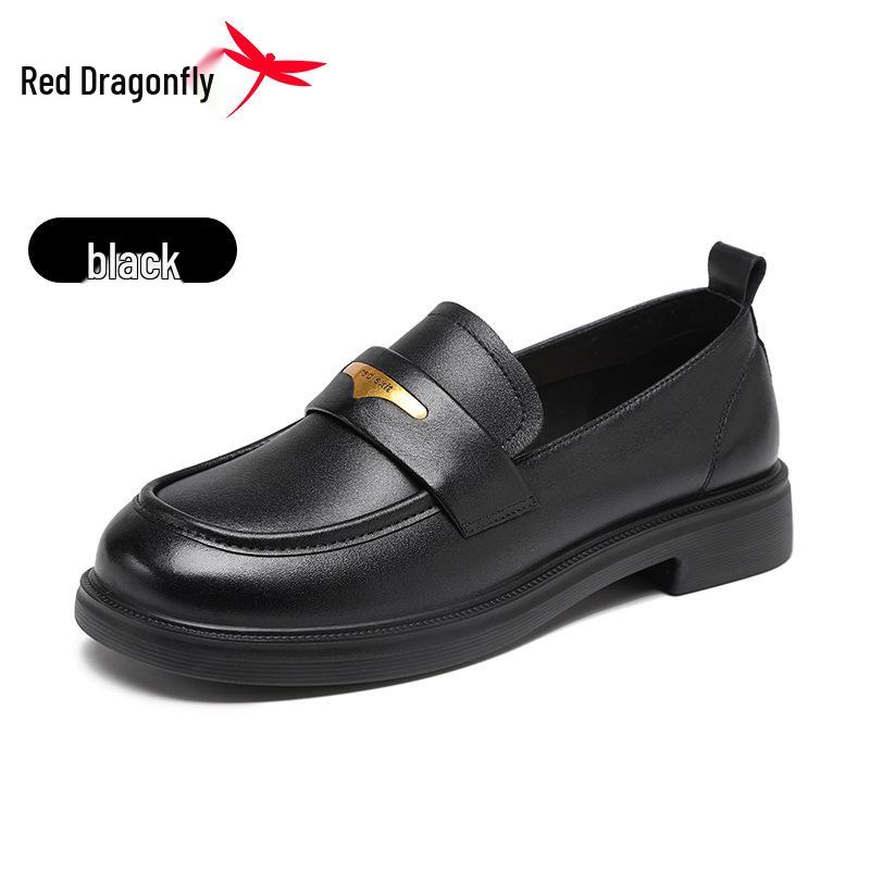 Red Dragonfly Women s Genuine Leather Slip-On Loafers - Autumn 2025 British Style Flats 38