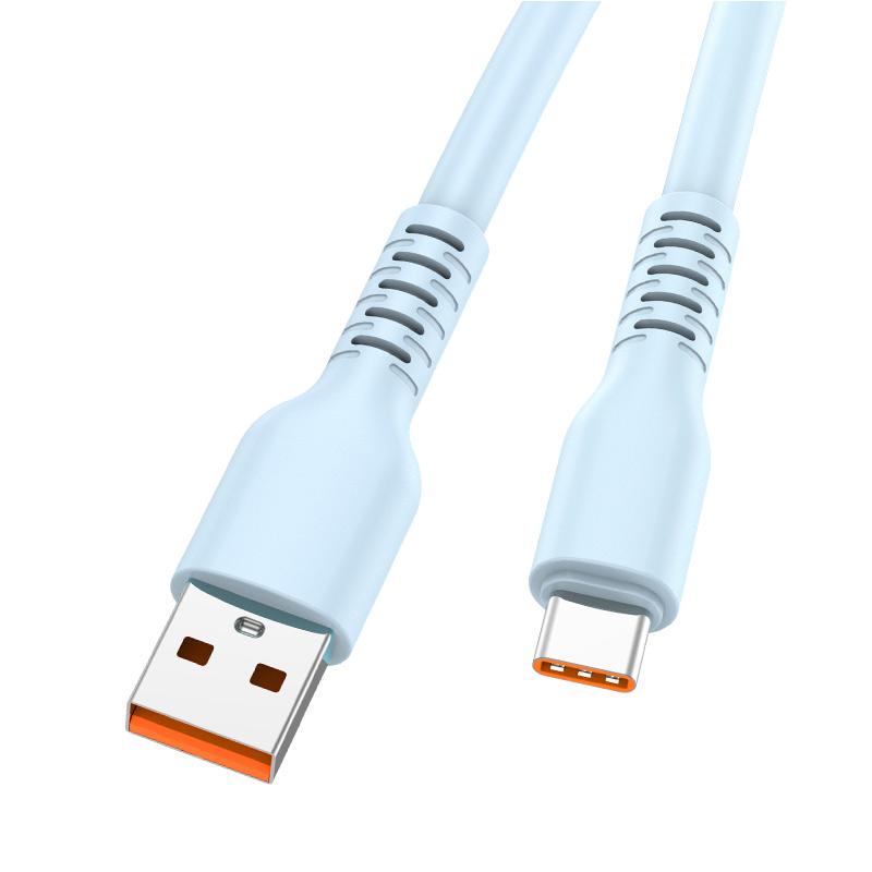 

ENKAY 2m Candy Color Silicone Data Cable USB to Type-C 6A High Current Fast Charging Cord Blue
