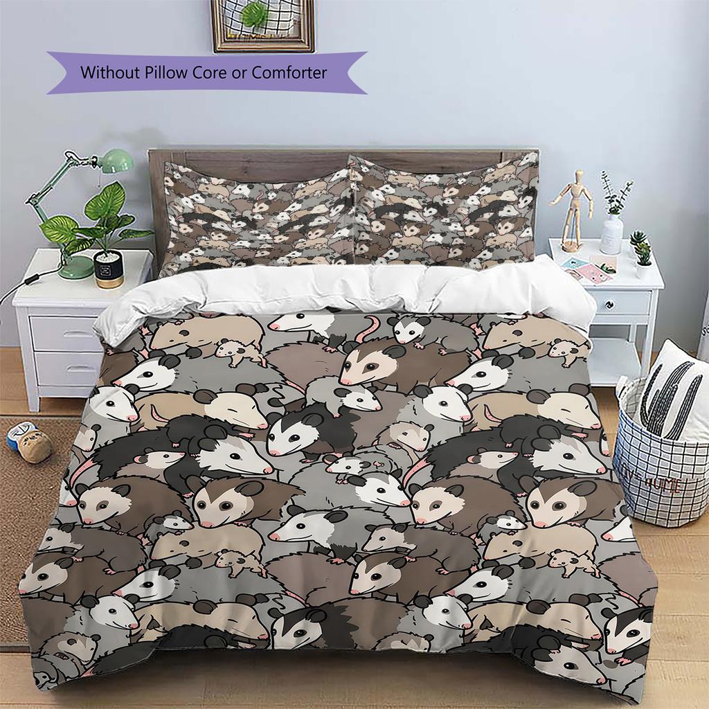 Cartoon Animal Art Pattern Bedding,Quilt Set Quilt Cover Pillowcase Home Birthday Gift (1 * duvet cover + 2 * pillowcase, without core)