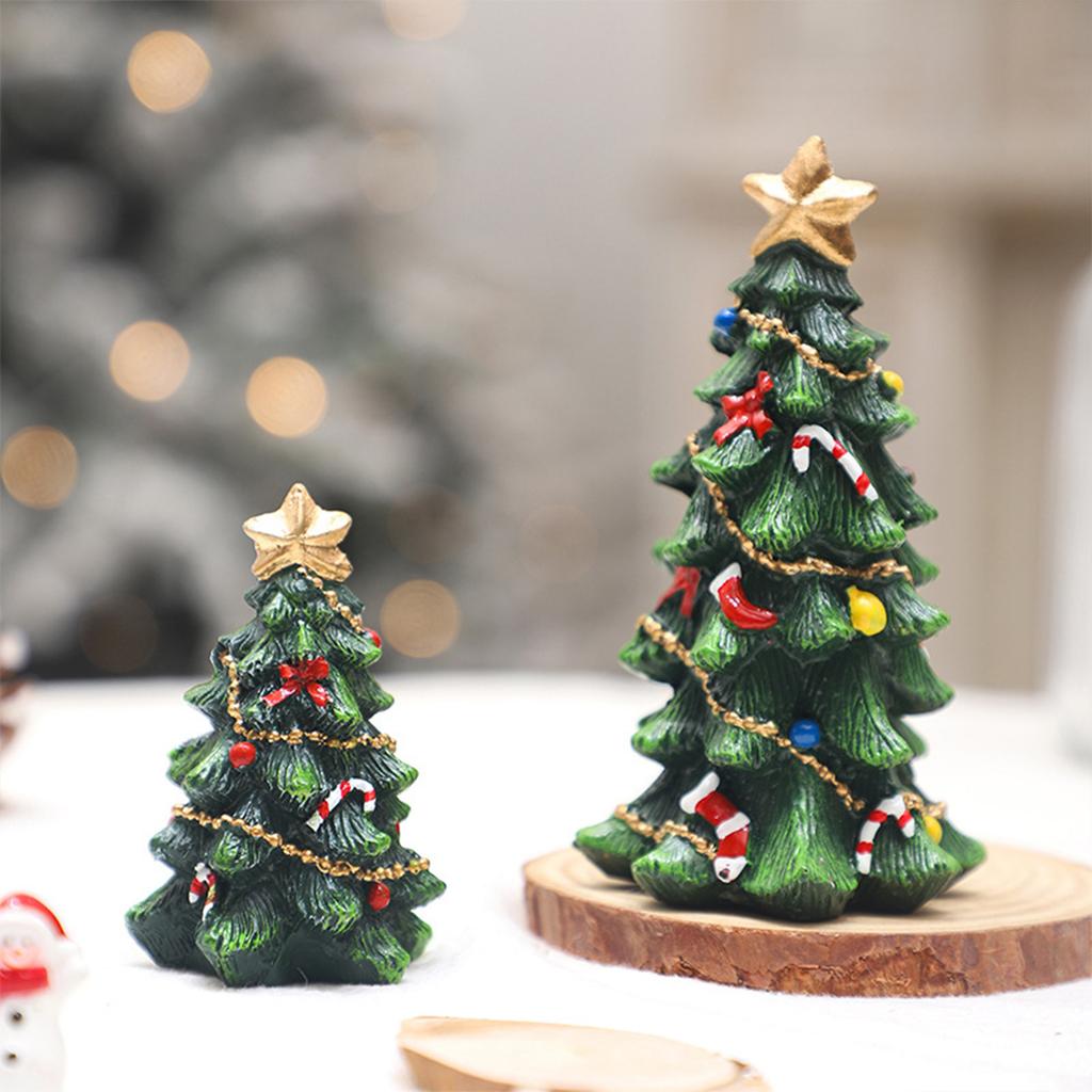 13cm Mini Christmas Tree Decorations Figurine Resin Xmas Tree Ornaments for Home Table Party Decor Holiday Decorative Gifts