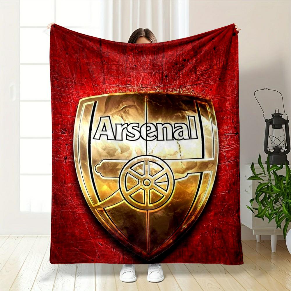 Arsenal Logo Red Designed Flannel blanket for bedroom, living room, sofa, and nap