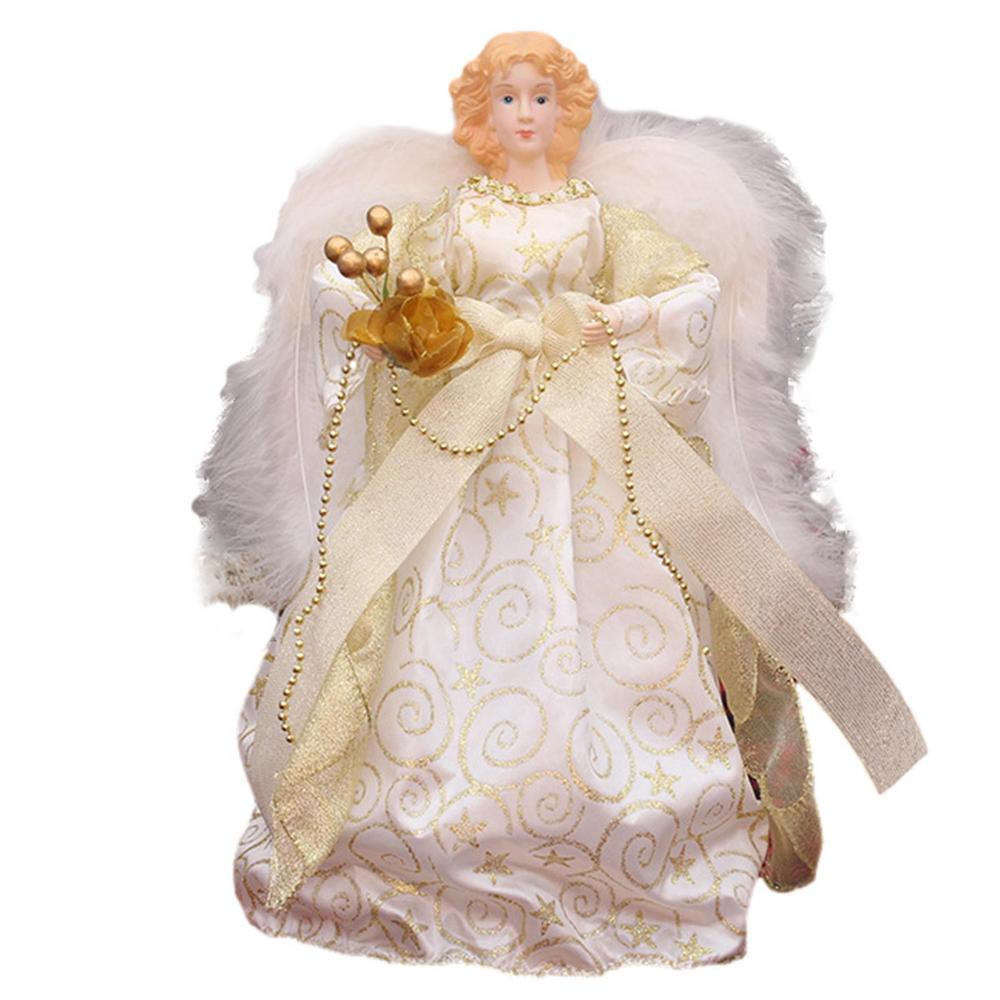 Angel Christmas Tree Topper Delicate Elegant Christmas Angel Topper With White Feather Wings 7.08in Angel Treetop Figurine