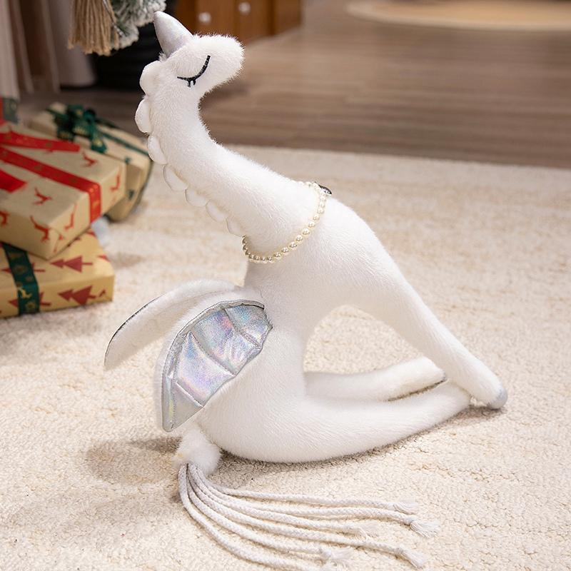 5070Cm Elegant Tsundere Princes Unicorn Plush Toy Stuffed Artificial Pearl Necklace Flying Wings Horse Plushie For Girl Gift