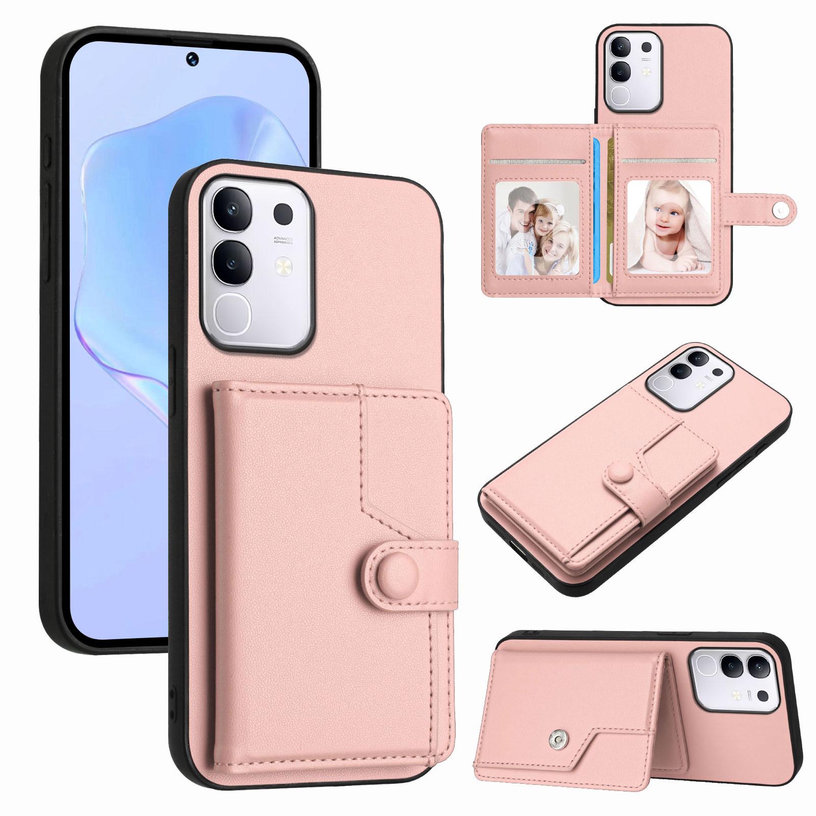 For vivo T4x 5G/vivo Y300t 5G/vivo iQOO Z10x 5G/vivo Y29 4G Case RFID Blocking Card Holder Kickstand TPU + PU Leather Phone Back Cover A
