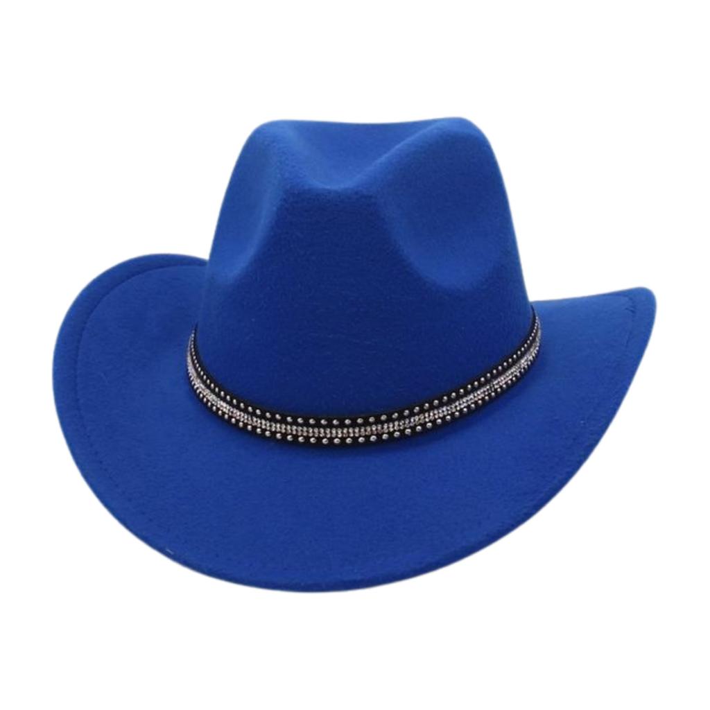 Retro British Style Cowboy Hat Men'S And Women'S Top Hat Versatile Rhinestone Premium Woolen Felt Hat