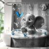 Funny Elephant Shower Curtain,Lovely Bathing Elephant Bathtub Curtain,Animal Pet Bathroom Decor,Fabric Waterproof Bathroom