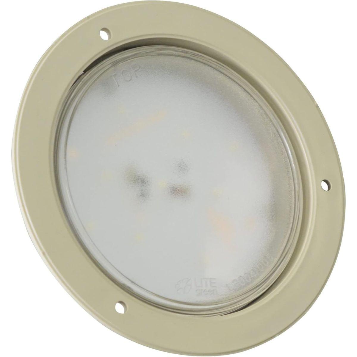 APSMOTIV Светодиодный потолочный светильник круглой формы с корпусом цвета слоновой кости, подходит для караванов, автобусов, домов на колесах, лодок и туристических автобусов (24v)