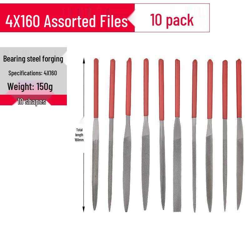 10-Piece Mini Triangular File Set for Woodworking & Metal Grinding Tools