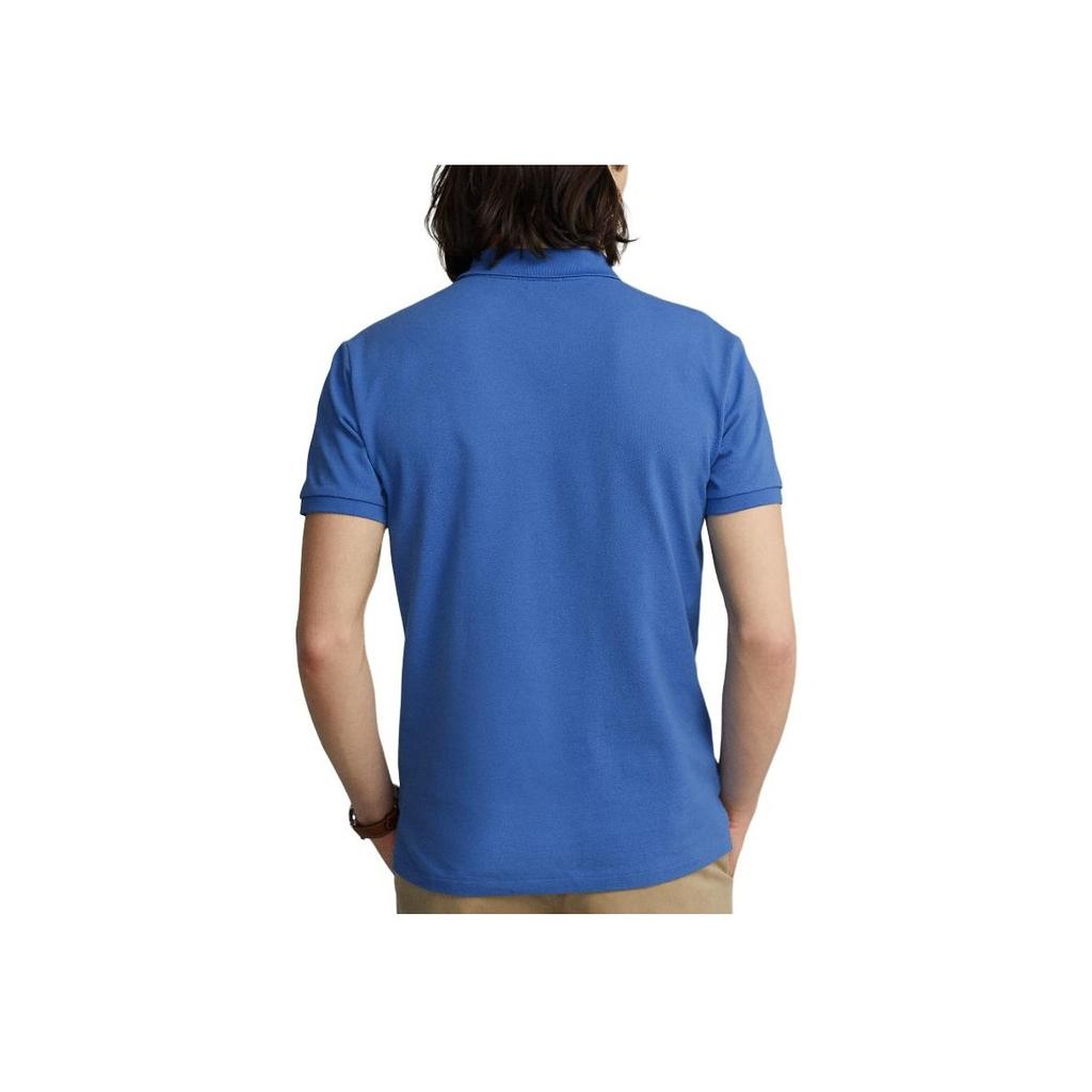 Polo Ralph Lauren Slim Fit Solid Color Logo Embroidered Short Sleeve Polo Shirt Men Tops Blue MNPOKNI1N821858-400