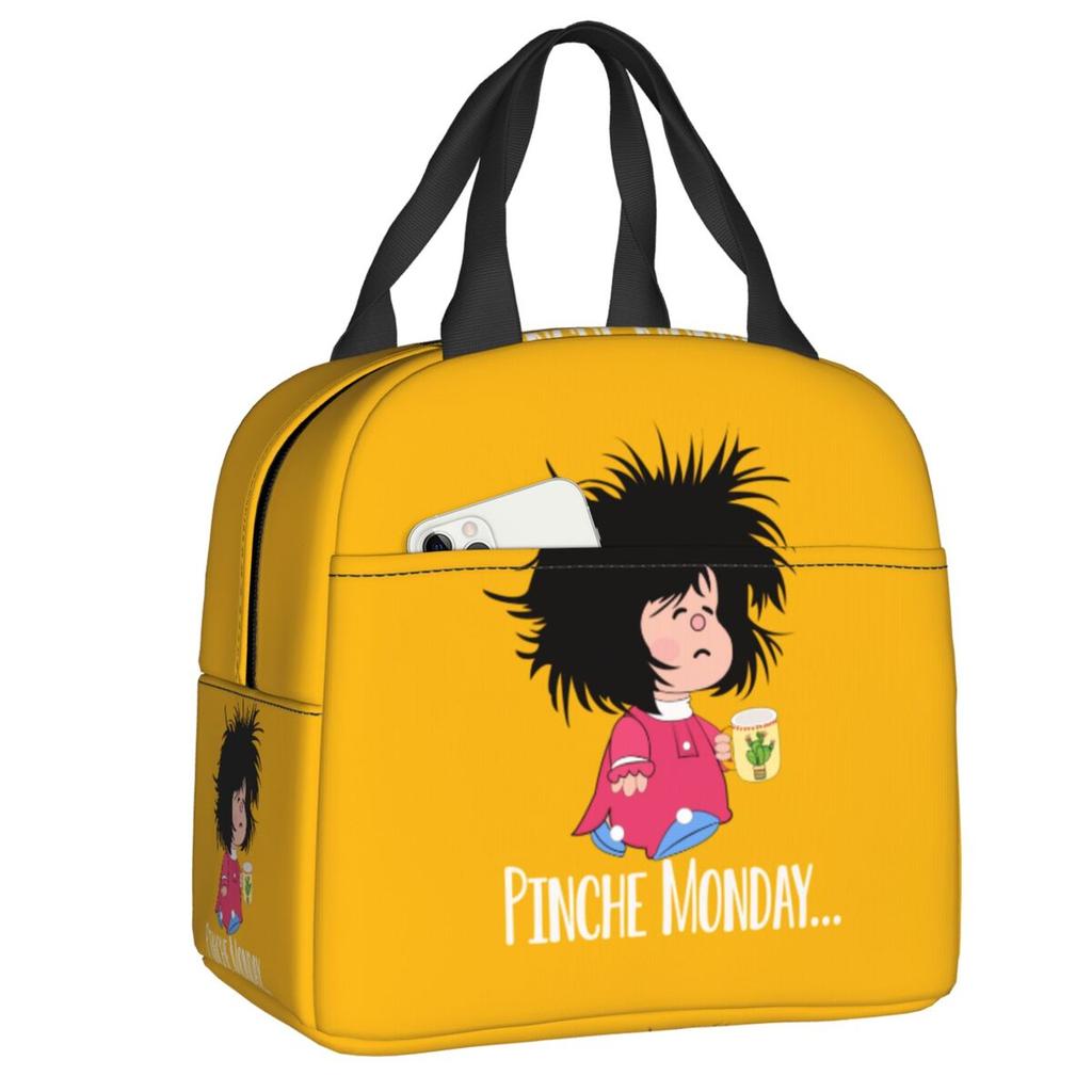 Custom Manga Mafalda Quino Cartoon Thermal Insulated Lunch Bag Women Portable Lunch Container Camping Travel Storage Food Box