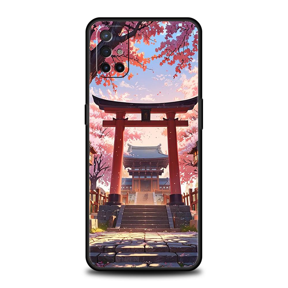 

Phone Case For Oneplus 13R 12R 13 12 10T 10R Nord N100 N200 N10 10 9 9R 9RT CE 2 Z Pro Soft TPU Style Temple And Cherry Blossoms OnePlus 10R