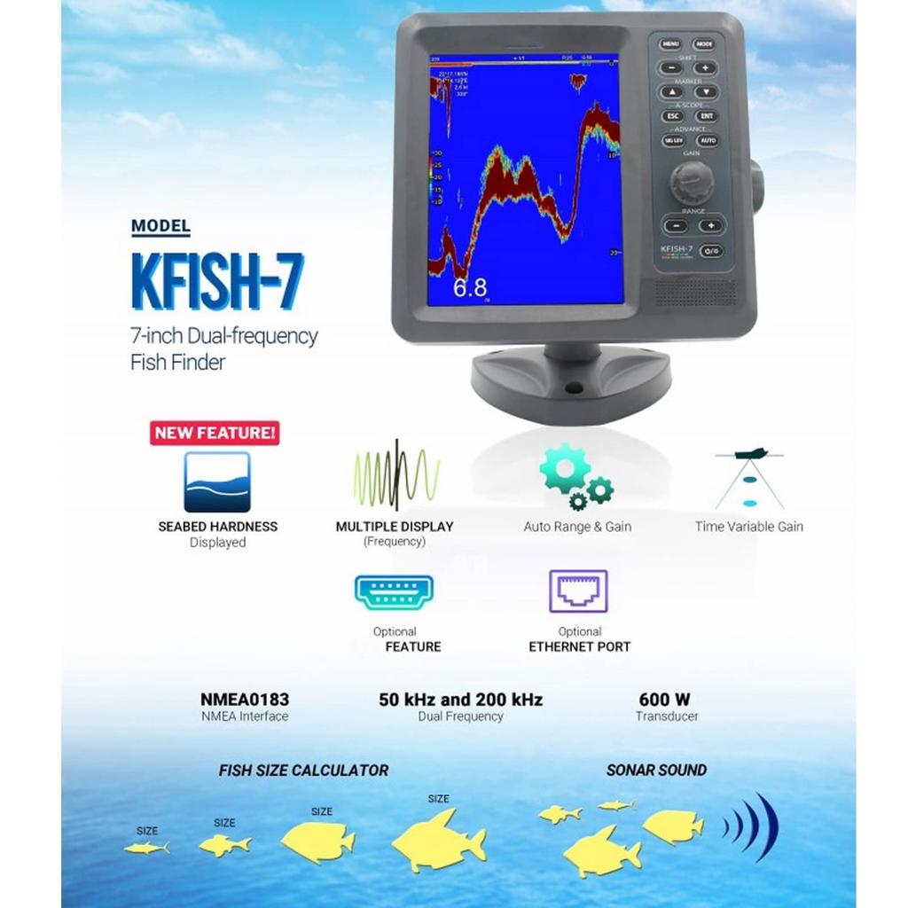 Portable Digital Fish Finder with LCD Screen for Marine Use Easy-to-Read 7-inch