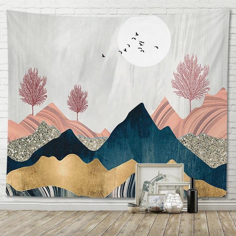 Beautiful Tapestry Room Decoration Abstract Mountain View Home Wall Hanging Background Cloth