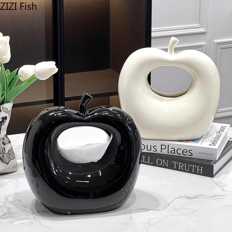 Leichter Luxus Apfel Taschentuchbox Kreatives Keramikhandwerk Esstisch Feuchttuchspender Heim Taschentuch Aufbewahrungsbox Dekoration