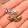 Retro Alloy Wing Pendant for DIY Jewelry, 24x10mm, 1262