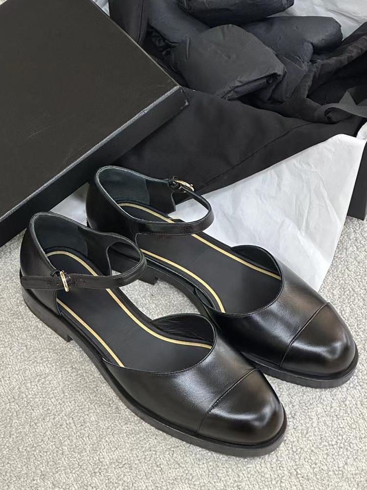 

Xiaoxiangfeng thick-soled Mary Jane single shoes women s spring new thick-heeled sandals one-button flat-soled ballet shoes 40 чёрный