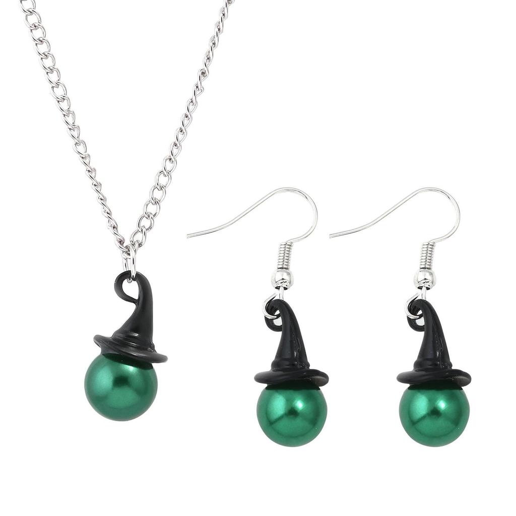 Enchanted Witch's Good Friend Bestie Bracelet with Magic Hat, Staff, and Crown Necklace