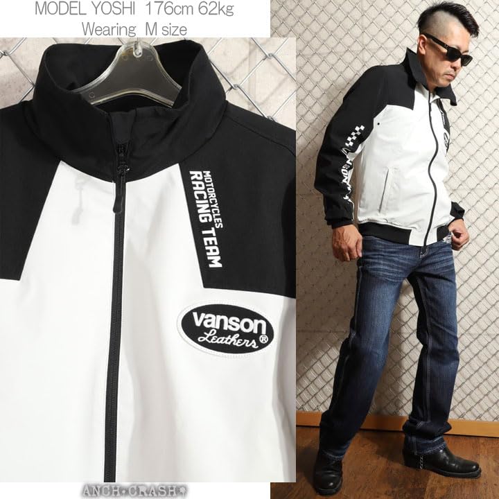 stretch ZIP jacket Lined type Highly water resistant Highly water repellent Black x M [Banson] Three-layer NVSZ-2407 Off-white